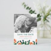 Kaktus und Blume Save the Date Postkarte (Stehend Vorderseite)