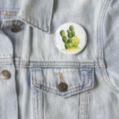 Kaktus und gelber Blumen-Button-Rückseiten-Knopf Button (Beispiel)