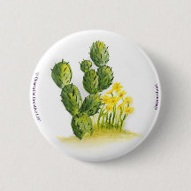 Kaktus und gelber Blumen-Button-Rückseiten-Knopf