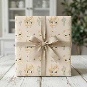 Kaktus und Lama Baby Shower Geschenkpapier 