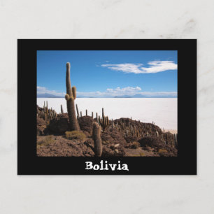Kaktus und Salar de Uyuni-Textpostkarte Postkarte