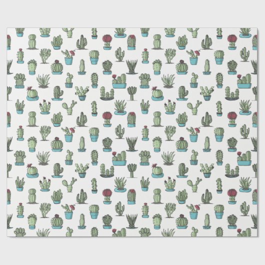 Kaktus-und Succulents-Muster-Packpapier Geschenkpapier (Flach)
