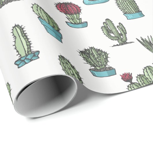 Kaktus-und Succulents-Muster-Packpapier Geschenkpapier (Rolleneckpunkt)