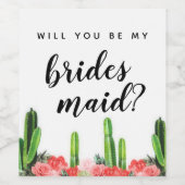 Kaktus und Sukkulent Werden Sie meine Bridesmaid s Weinetikett (Einzelnes Label)