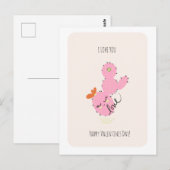 Kaktus Valentinstag-Postkarte mit Doodle-Muster in Postkarte (Vorne/Hinten)