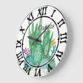 Kaktus Watercolorkaktus-Blumenblumenwüste illu Große Wanduhr (Winkel)
