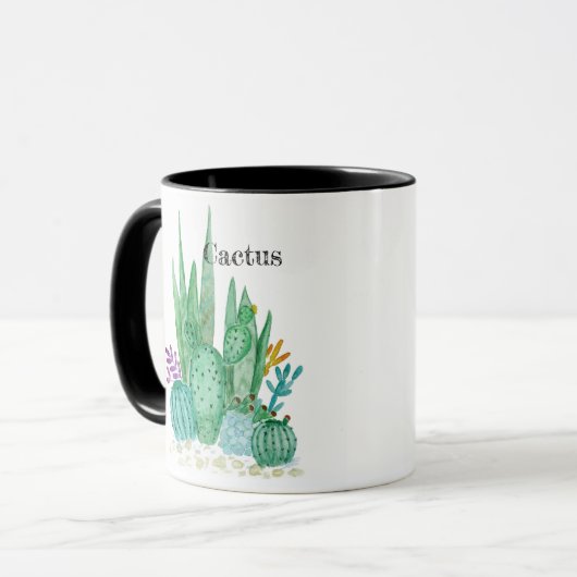 Kaktus Watercolorkaktus-Blumenblumenwüste illu Tasse (Vorderseite Links)