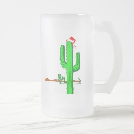 Kaktus-Weihnachtsbaum - mattierte GlasTasse Mattglas Bierglas (Rechts)