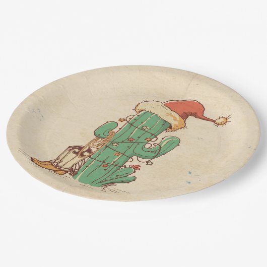 Kaktus Weihnachtsbaum Pappteller (Schrägansicht)