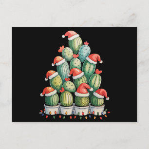 Kaktus-Weihnachtsbaum-Xmas-Lichter Sukkulente Sant Feiertagspostkarte