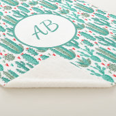 Kaktus, weißes weißes weißes Muster, Monogramm Sherpadecke (3/4)