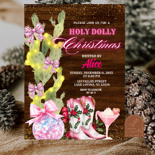 Kaktus Wild West Pink Mädchen Weihnachtsfeier Einladung