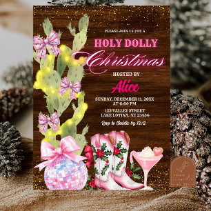 Kaktus Wild West Pink Mädchen Weihnachtsfeier Einladung