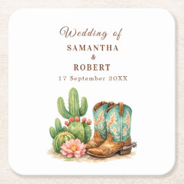 Kaktus Wüste Arizona Kakteen Cowboy Hochzeit Rechteckiger Pappuntersetzer