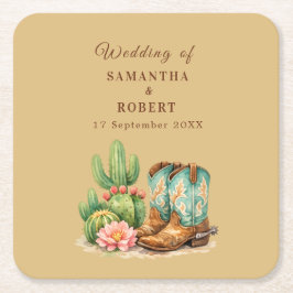 Kaktus Wüste Arizona Kakteen Cowboy Hochzeit Rechteckiger Pappuntersetzer