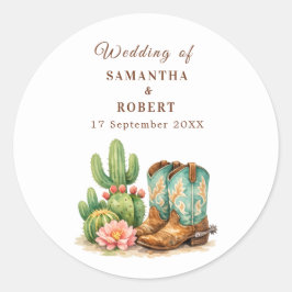 Kaktus Wüste Arizona Kakteen Cowboy Hochzeit Runder Aufkleber