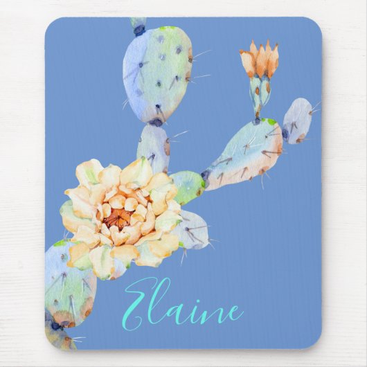 Kaktus Wüste Blume Aquarell lila Peach Mousepad (Vorne)