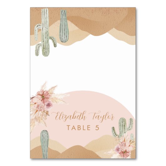 Kaktus Wüste geflochtene Platzkarten, Arizona Bohe Tischnummer (Vorderseite)