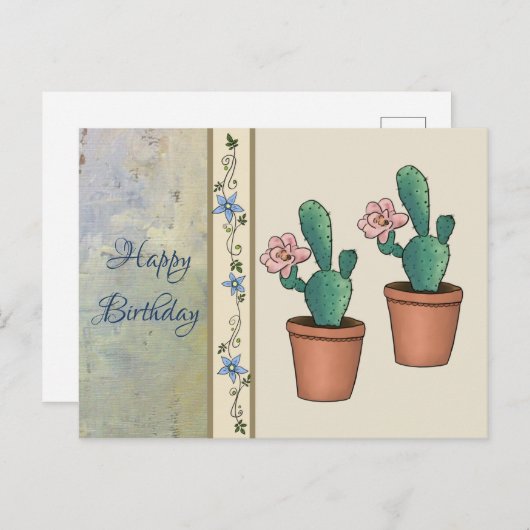 Kaktusblüte Postkarte (Vorne/Hinten)