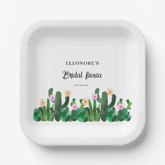 Kaktusblüten Braut-Fest Pappteller (Vorderseite)