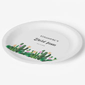 Kaktusblüten Braut-Fest Pappteller (Schrägansicht)