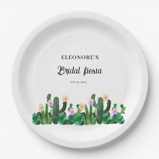 Kaktusblüten Braut-Fest Pappteller (Vorderseite)