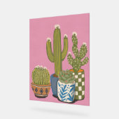 Kaktusblüten Rosa Acrylschild (Winkel)