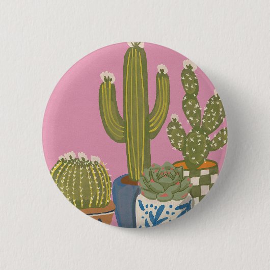 Kaktusblüten Rosa Button (Vorderseite)