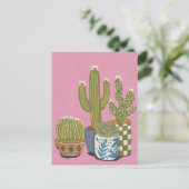 Kaktusblüten Rosa Postkarte (Stehend Vorderseite)