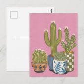 Kaktusblüten Rosa Postkarte (Vorne/Hinten)