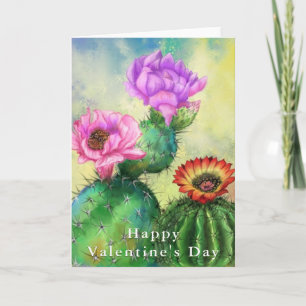Kaktusblüten Valentinstagskarte Karte