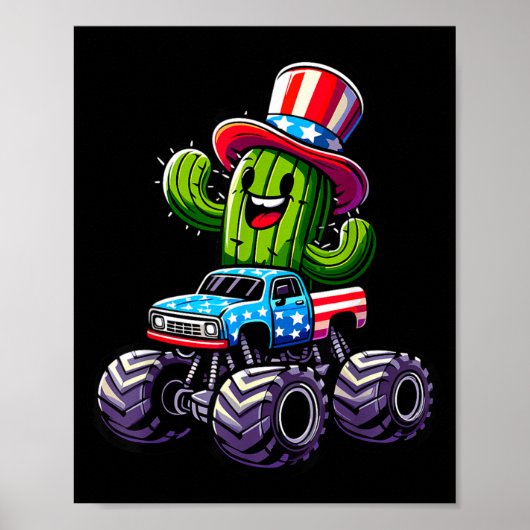 Kaktusfahrender Monstertruck 4. Juli Poster (Vorne)