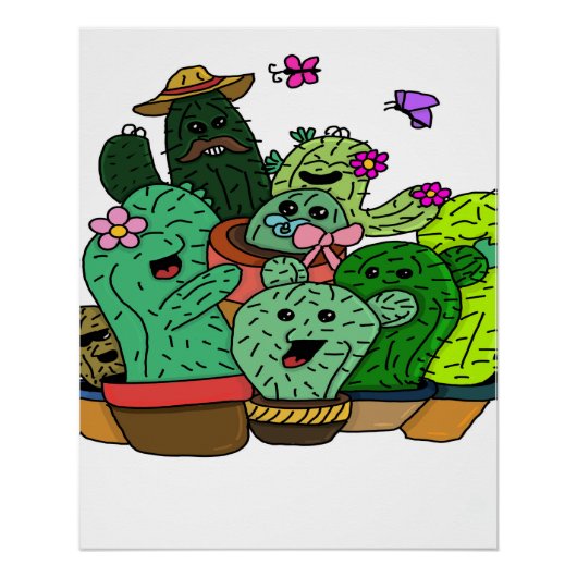 Kaktusfamilie Poster (Vorderseite)