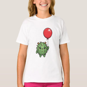 Kaktusfreund mit roten Luftballon-Kindern T-Shirt