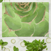 Kaktusgrüner Succulent mit Imitat-Goldspitzen Geschirrtuch (Gefaltet)
