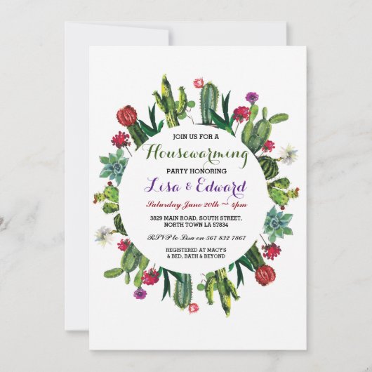 Kaktushousewarming-Party laden Fiesta-neues Einladung (Vorderseite)