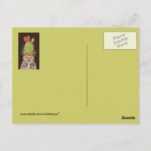 Kaktushut mit Postkarte (Rückseite)