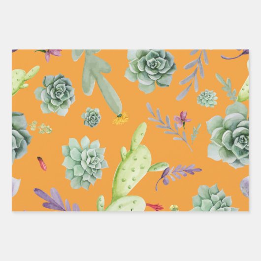 Kaktusmuster 11 geschenkpapier set (Vorderseite)