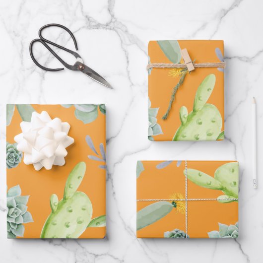 Kaktusmuster 11 geschenkpapier set (Vorderseite)