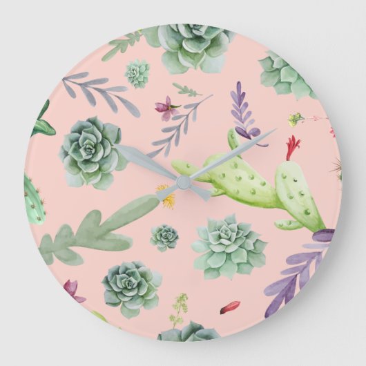 Kaktusmuster 8 große wanduhr (Vorderseite)