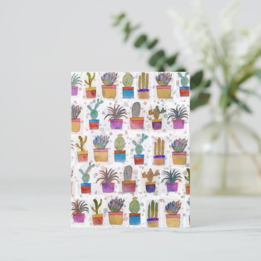 Kaktusmuster der Wasserfarbe Postkarte (Stehend Vorderseite)