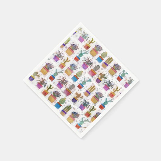 Kaktusmuster der Wasserfarbe Serviette (Ecke)