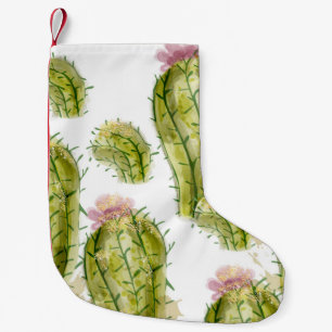 Kaktusmuster Wasserfarbe Kleiner Weihnachtsstrumpf
