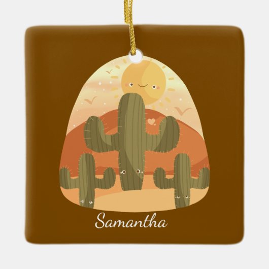 Kaktuswüste mit Sonne Keramikornament (Vorderseite)