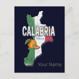 Kalabrien Italien Retro-Regionskarte Vintage-Souve Feiertagspostkarte