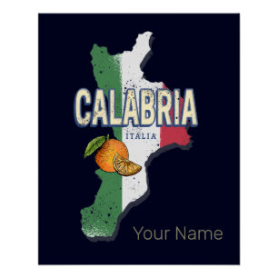 Kalabrien Italien Retro-Regionskarte Vintage-Souve Poster