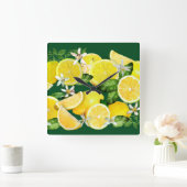 Kalabrien-Zitronen Quadratische Wanduhr (Zuhause)