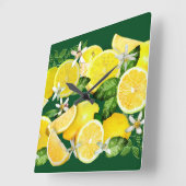 Kalabrien-Zitronen Quadratische Wanduhr (Winkel)