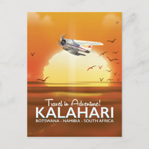 Kalahari-Wüsten-Abenteuer-Reiseposter Postkarte