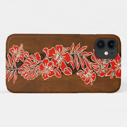 Kalaheo Hawaiian Red Hibiskus Tapa Imitats Wood Case-Mate iPhone Hülle (Rückseite (Horizontal))
